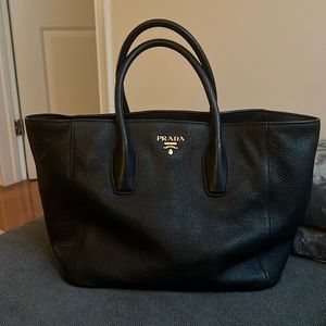 Prada Vitello Daino Tote Black Nero Gold Style BN2694